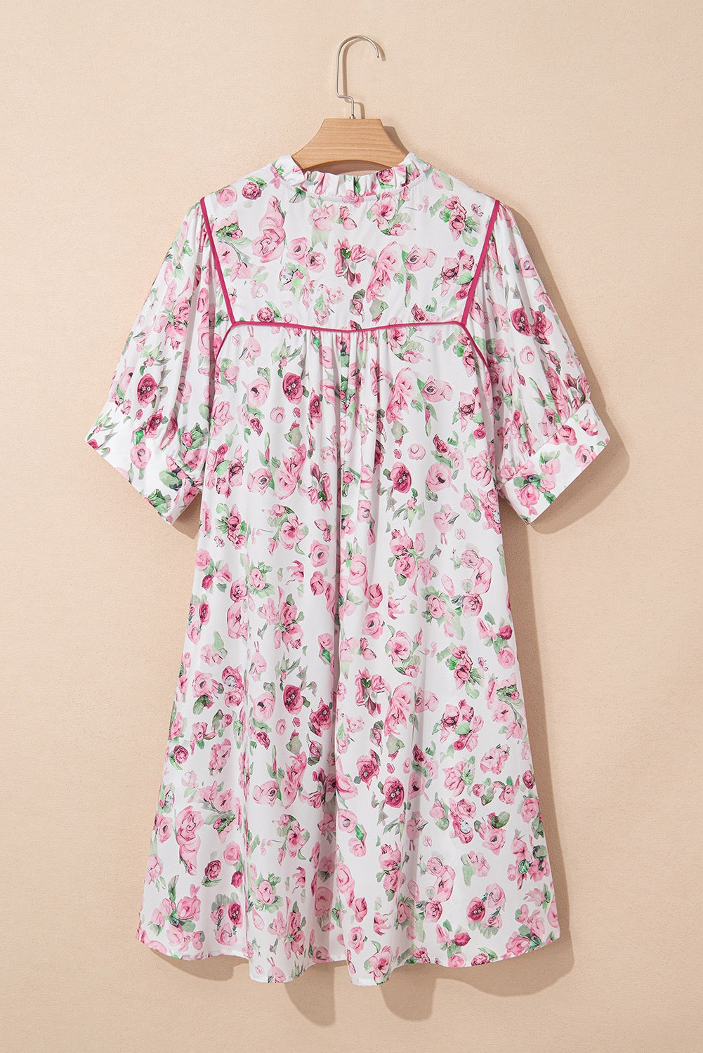 Pink Floral Plus Size Mini Dress LT