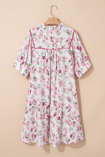 Pink Floral Plus Size Mini Dress LT