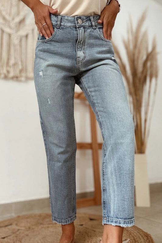 Distressed Straight Jeans LT