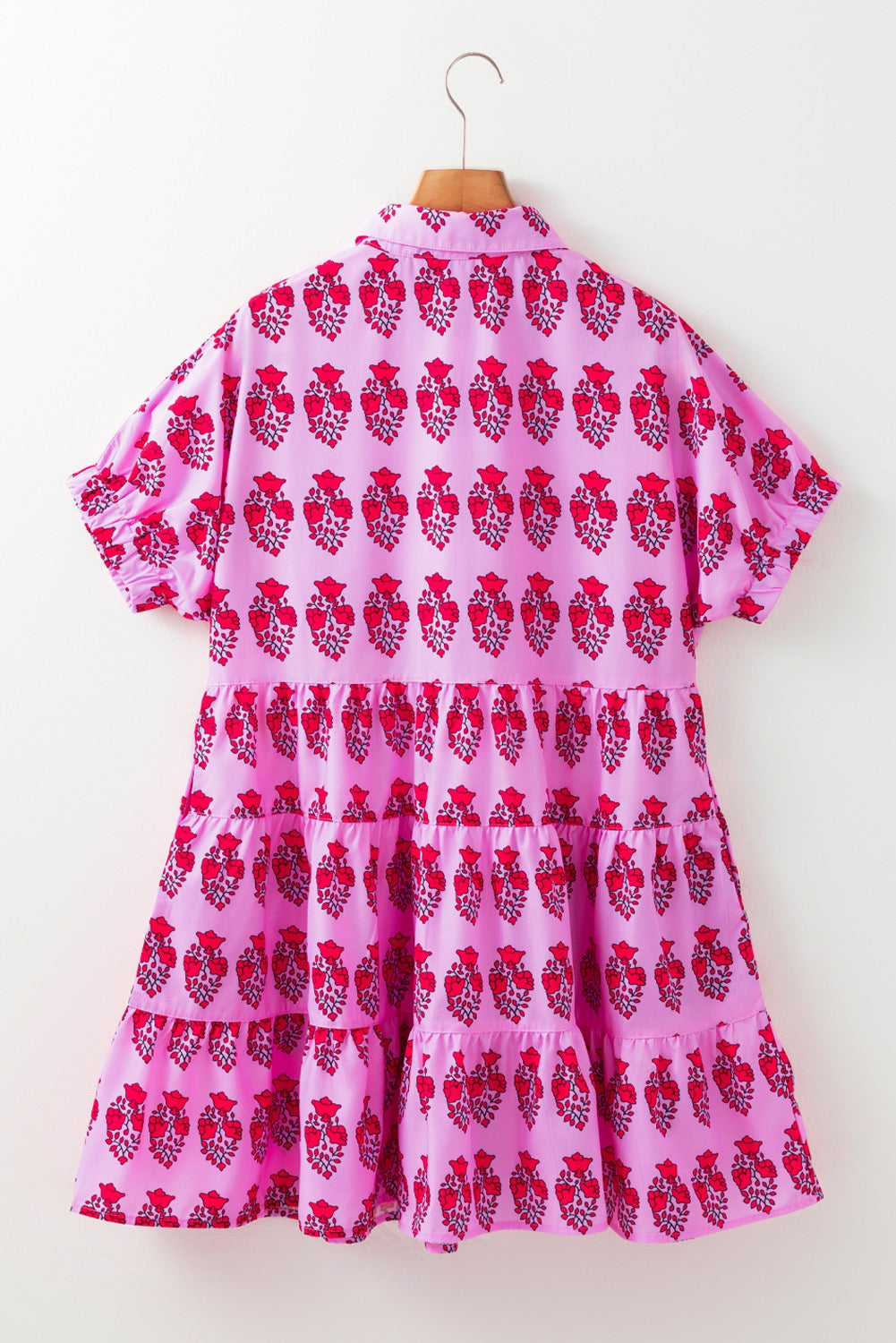 Pink Floral Print Button Dress May.