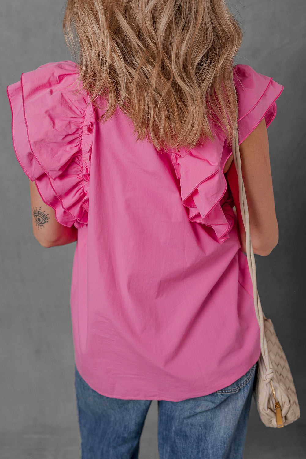 Pink Ruffle Sleeve Top May.