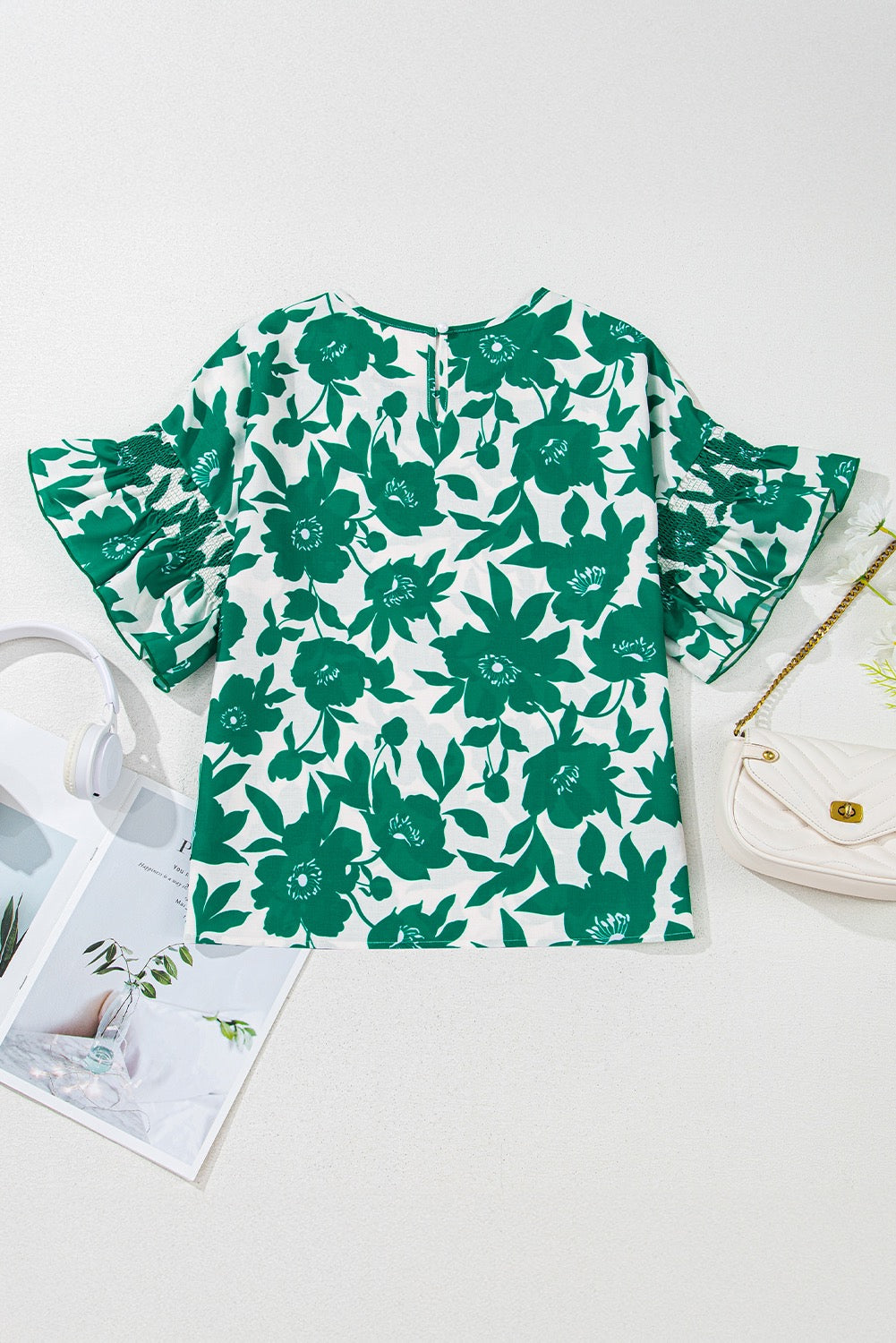 Green Flower Print Blouse May.