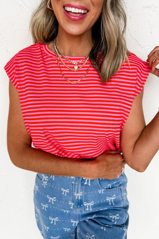 Red Striped Ribbed Top May.