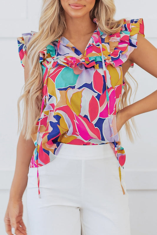 Abstract Ruffle Detail Blouse LT