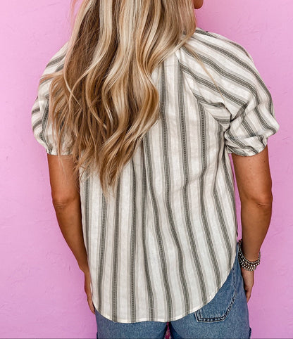Grey Striped Blouse RTS