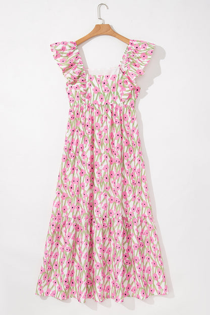 Pink Floral Ruffle Maxi RTS