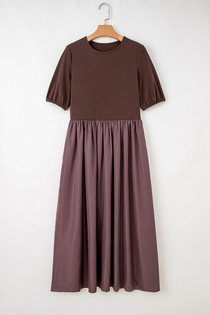 Knit Top Patchwork Pleated Dress LT