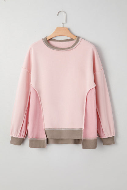 Light Pink Colorblock Oversized Sweatshirt LT