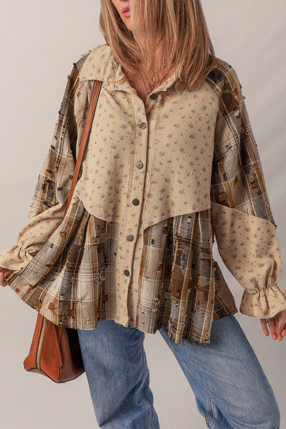 Oatmeal Boho Plaid Shacket LT