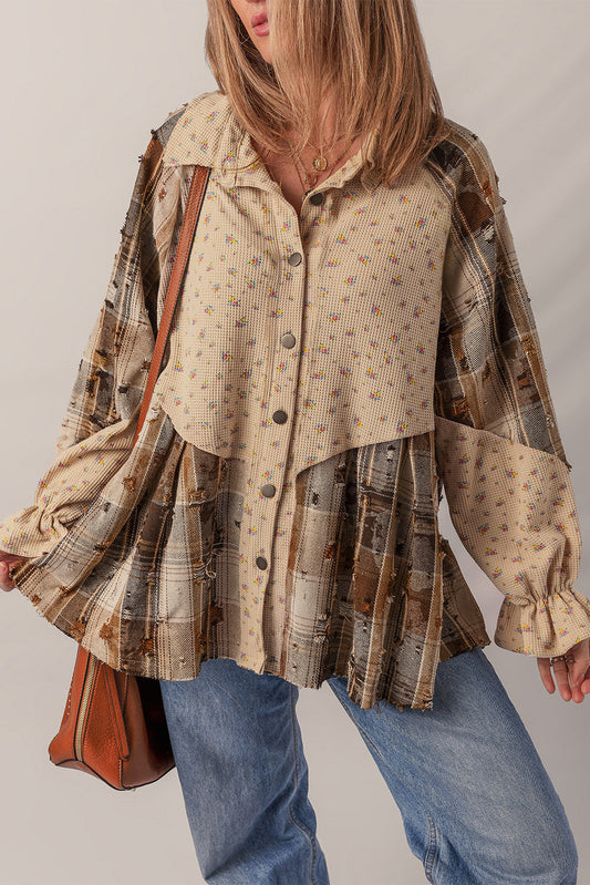 Oatmeal Boho Plaid Shacket LT