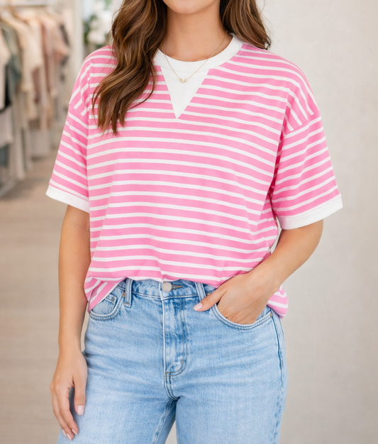 Pink Stripe Loose Top