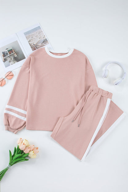 Pink Varsity Stripe Pants Set LT