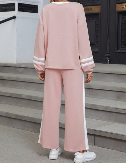 Pink Varsity Stripe Pants Set LT