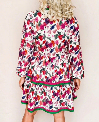Purple Floral Contrast Dress RTS