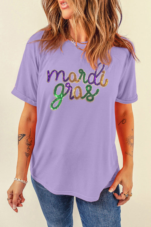 Purple Sequin Mardi Gras Shirt RTS