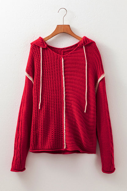 Red Contrast Hooded Sweater August.