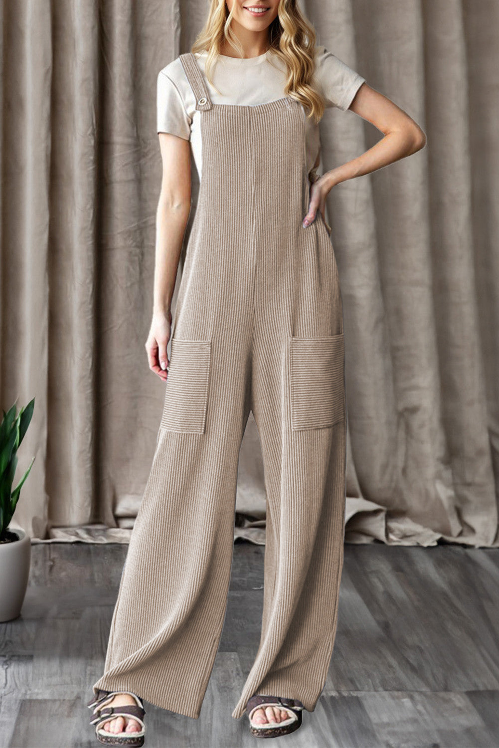 Ribbed Knit Overalls RTS