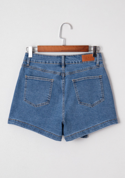 Denim Asymmetrical Wrap Skort RTS