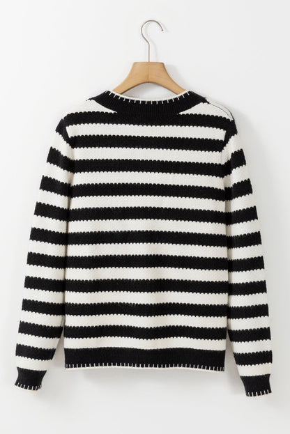 Stripe Gold Button Cardigan LT