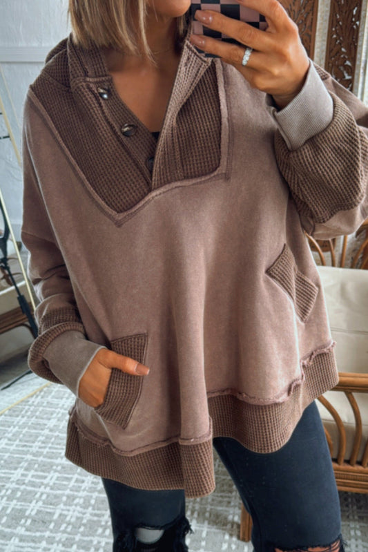 Waffle Patchwork Plus Hoodie LT