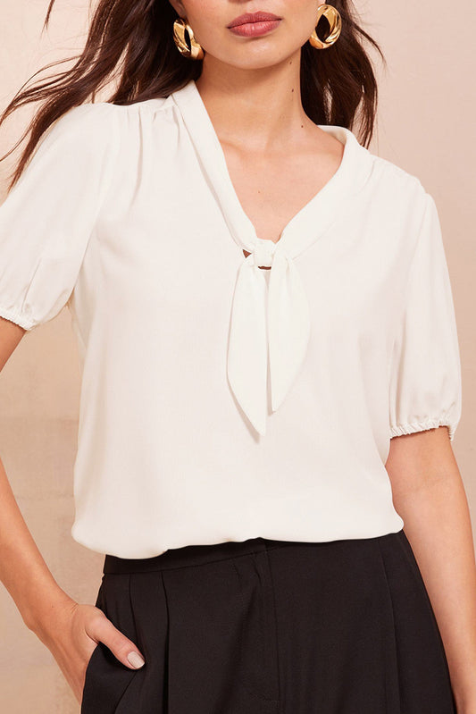 White Bow Tie Blouse LT