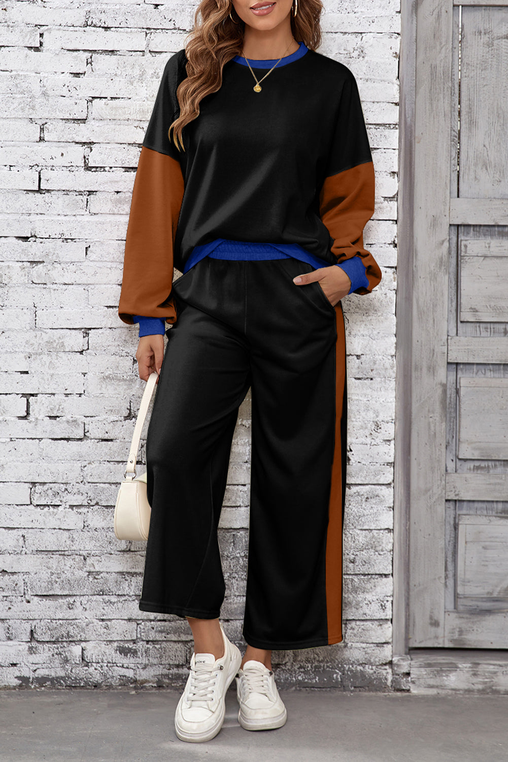 Colorblock Loose Pullover Set RTS
