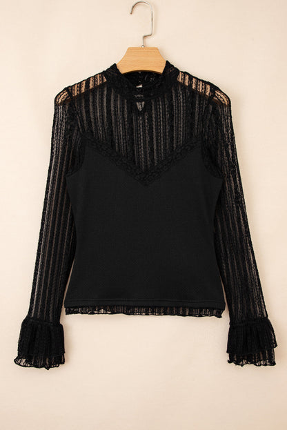 Black Lace Flounce Top LT