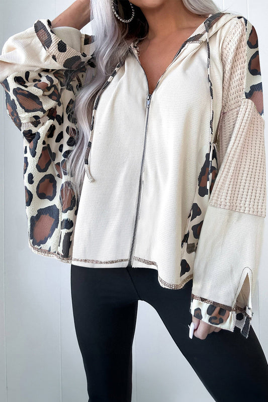 Apricot Leopard Patchwork Hoodie LT