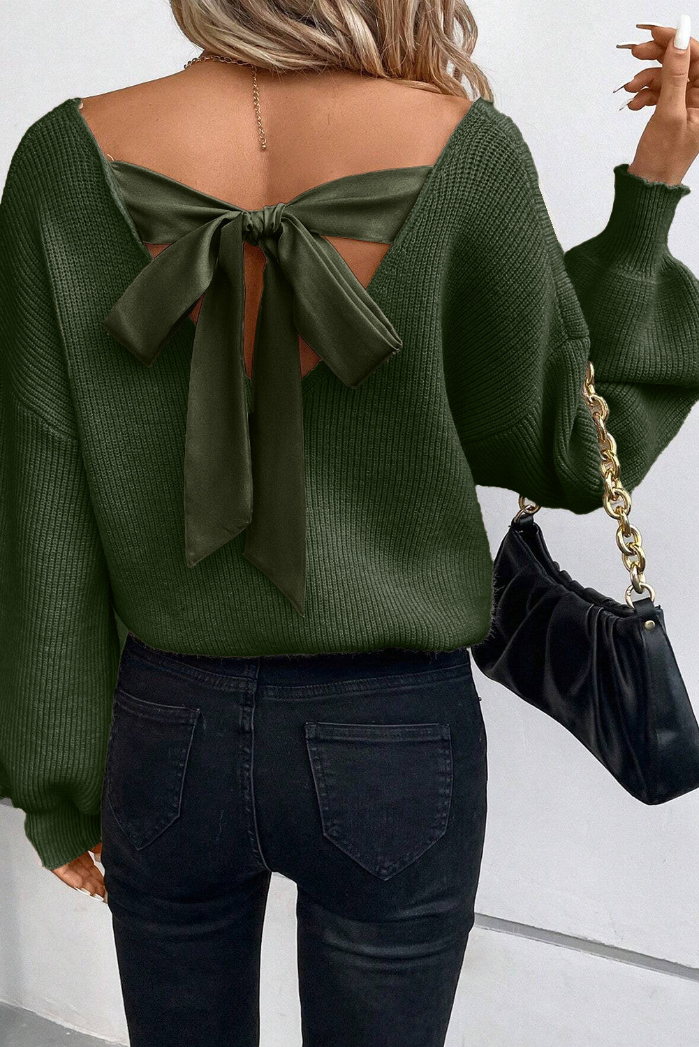 Lantern Knot Back Sweater *Multiple Colors* RTS