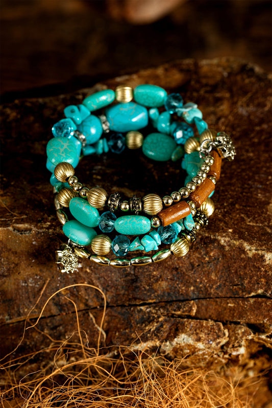 Blue Bohemian Bead Bracelet RTS