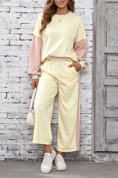 Colorblock Loose Pullover Set RTS