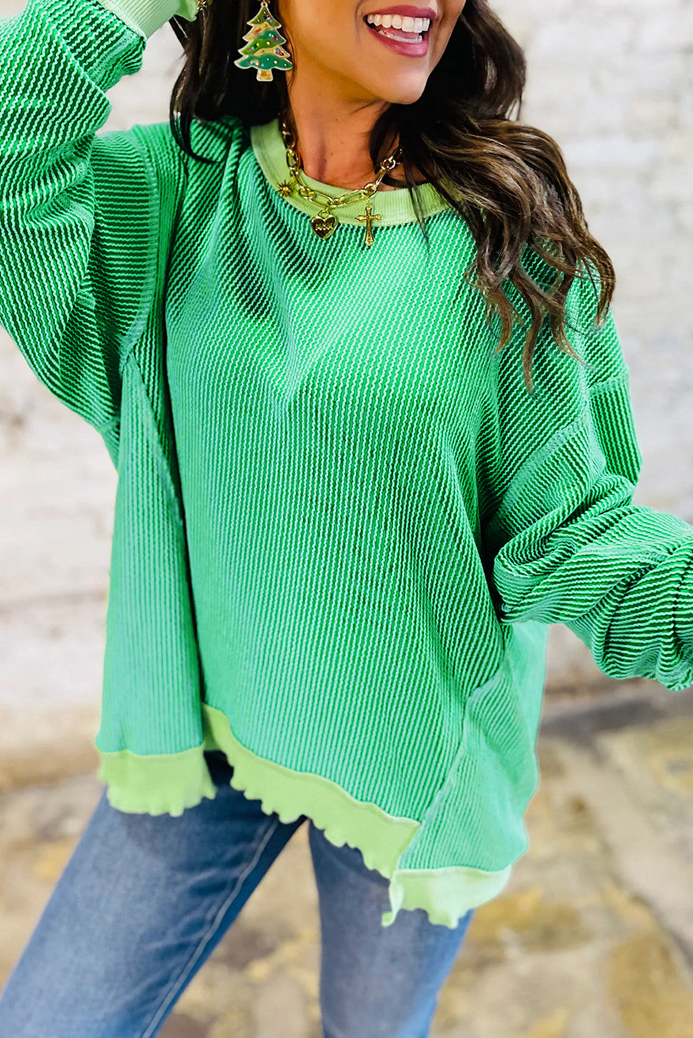 Twisted Rib Loose Knit Top RTS